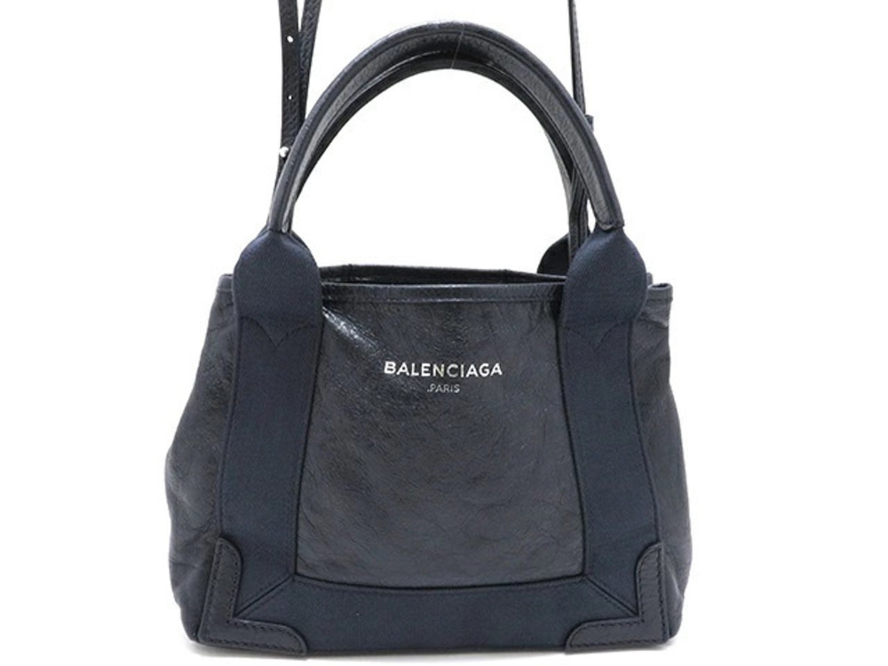 Balenciaga shoulder bag Navy Blue Cabas leather